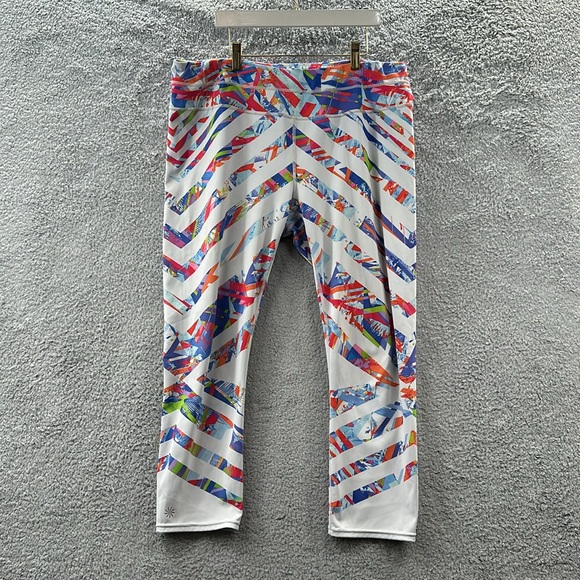 Athleta Kaleidoscope Sonar Capri Leggings White & Multi Colors Size XLT - Picture 2 of 12